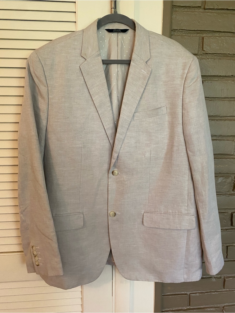 Perry Ellis Light Gray Linen-Blend Two-Button Blazer